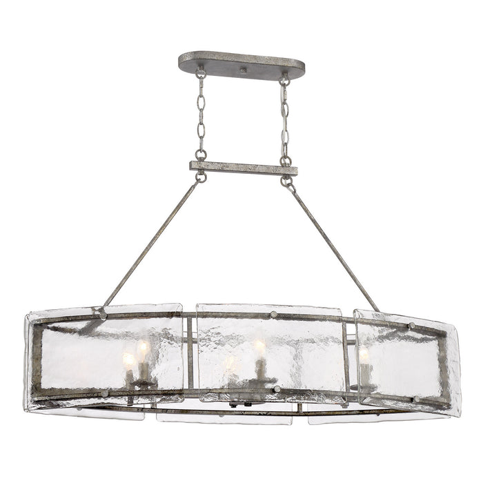 Quoizel FTS638MM Six Light Island Chandelier, Mottled Silver