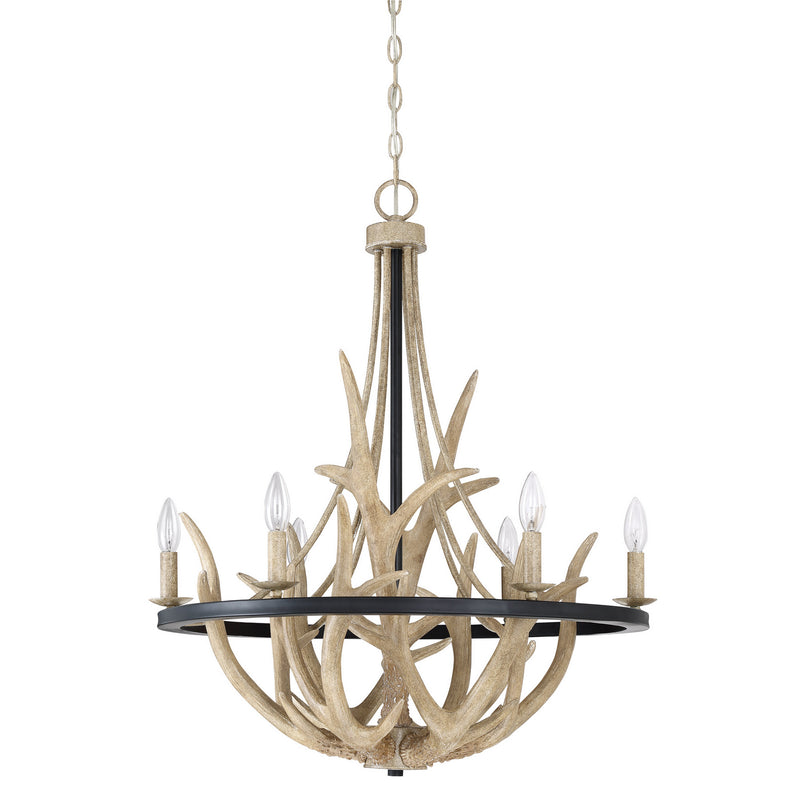 Quoizel JR5006EK Six Light Chandelier, Earth Black