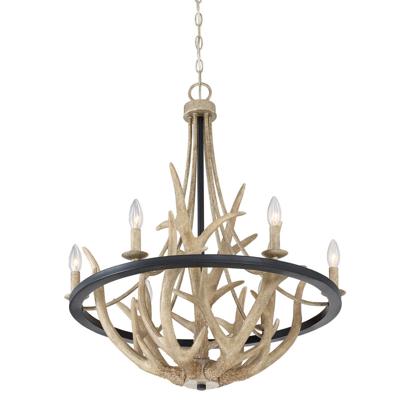 Quoizel JR5006EK Six Light Chandelier, Earth Black