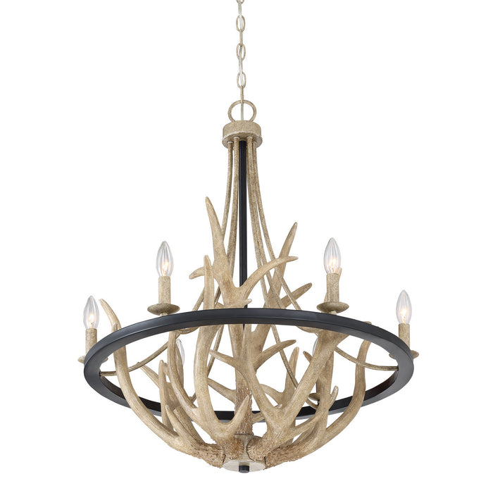Quoizel JR5006EK Six Light Chandelier, Earth Black