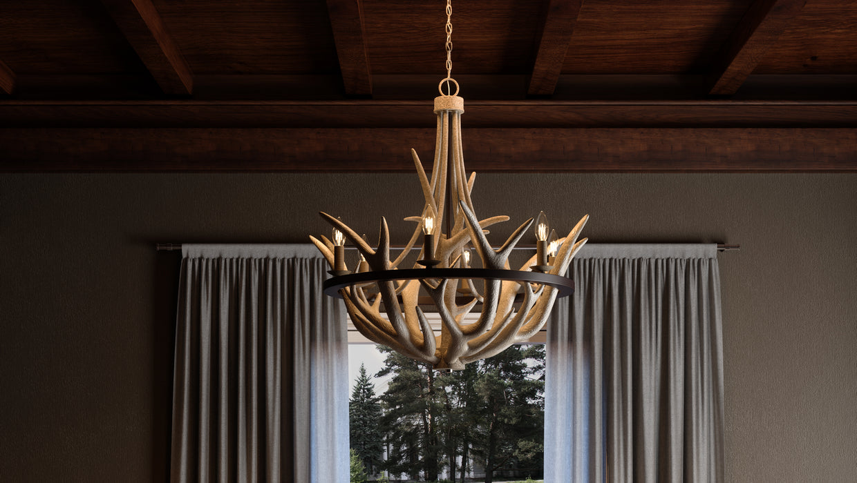 Quoizel JR5006EK Six Light Chandelier, Earth Black