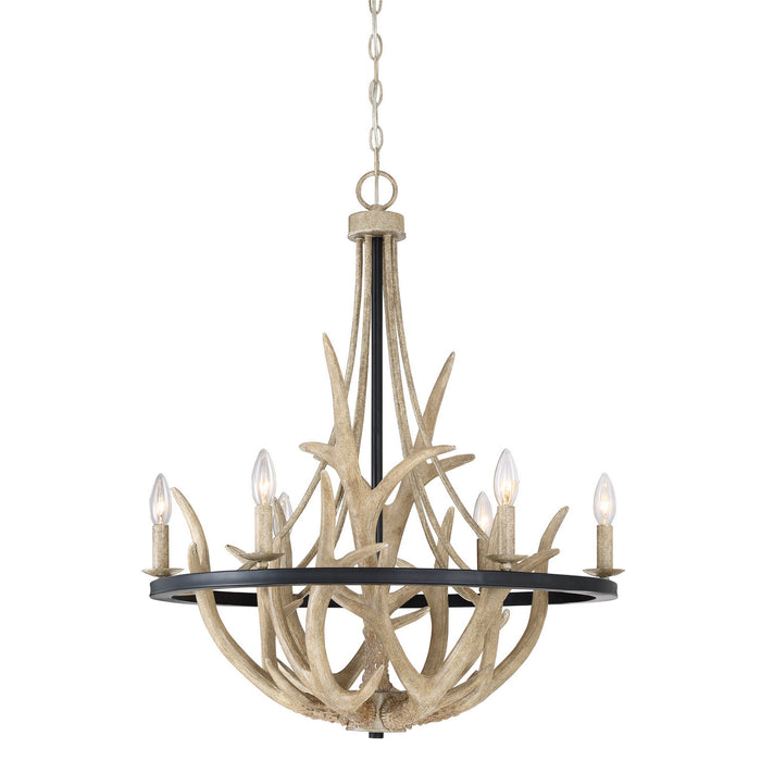 Quoizel JR5006EK Six Light Chandelier, Earth Black