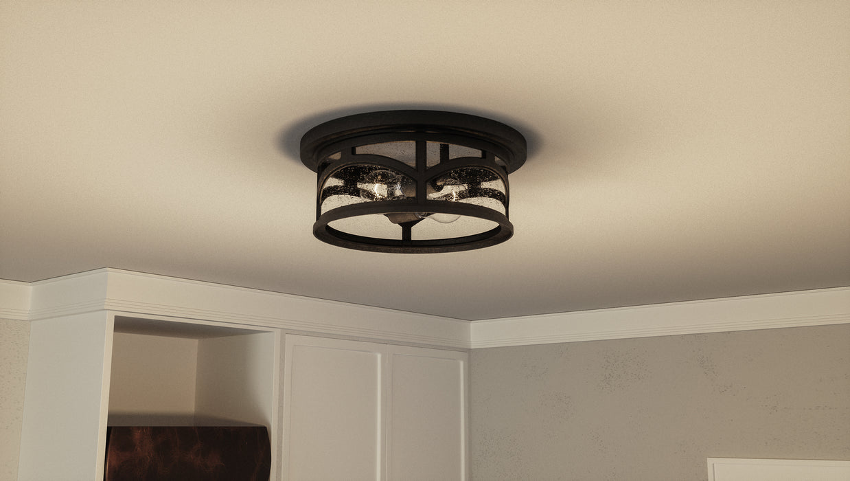 Quoizel MBH1613K Two Light Outdoor Flush Mount, Mystic Black