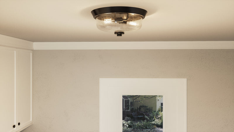 Quoizel QF3414EK Two Light Flush Mount, Earth Black