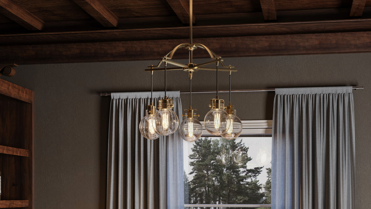 Quoizel SDL5005WS Five Light Chandelier, Weathered Brass