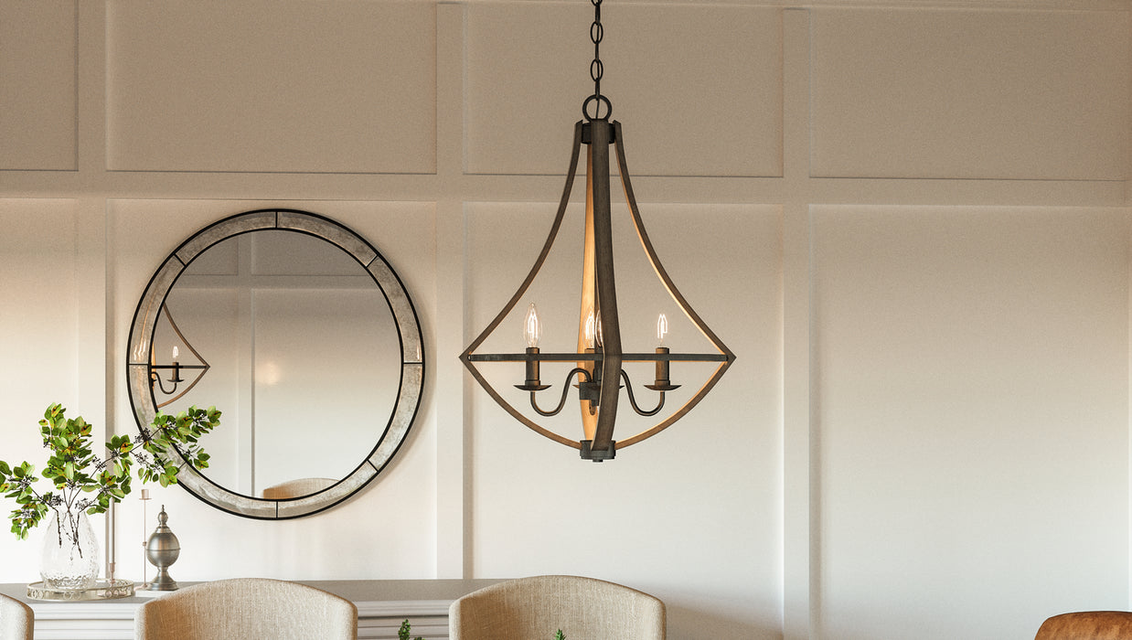 Quoizel SHR2818RK Four Light Pendant, Rustic Black