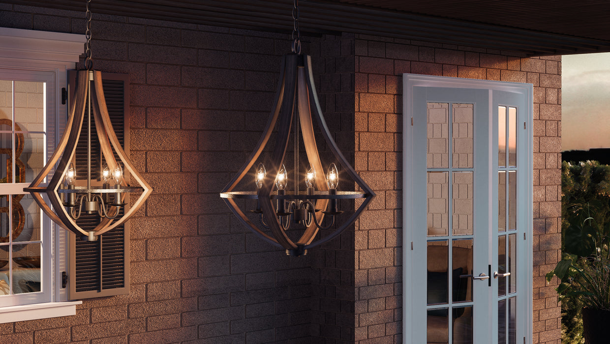 Quoizel SHR2818RK Four Light Pendant, Rustic Black