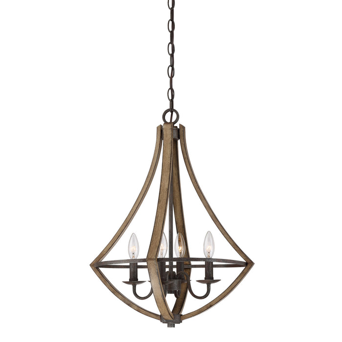 Quoizel SHR2818RK Four Light Pendant, Rustic Black