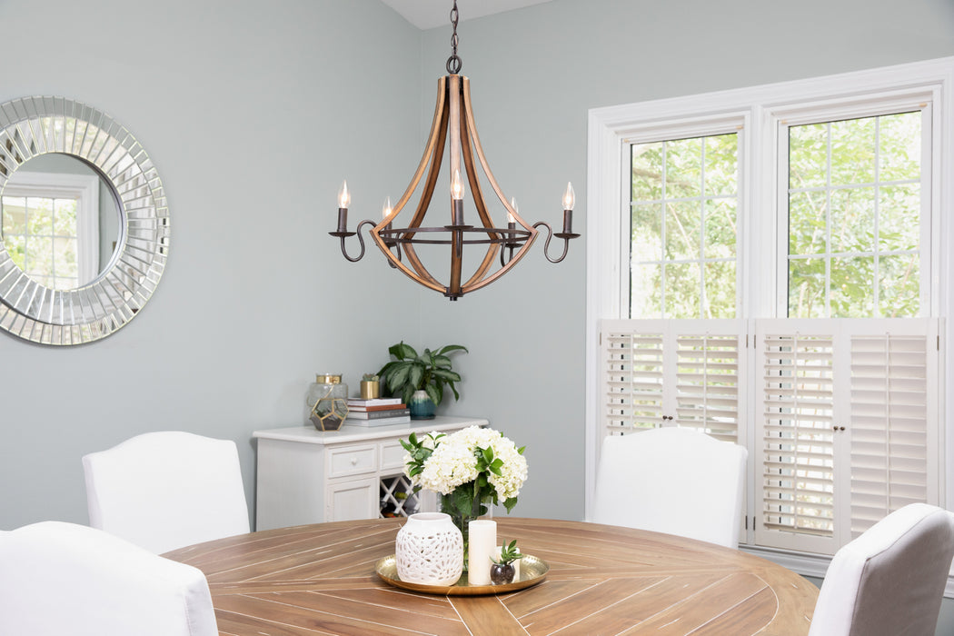 Quoizel SHR5005RK Five Light Chandelier, Rustic Black