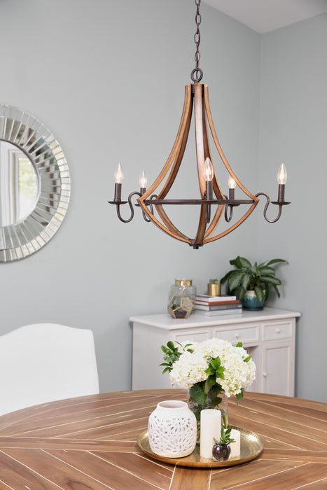Quoizel SHR5005RK Five Light Chandelier, Rustic Black