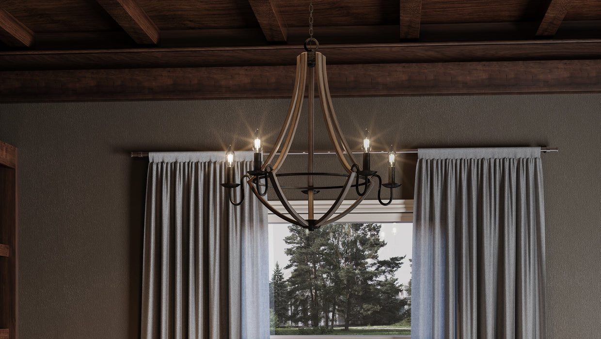 Quoizel SHR5005RK Five Light Chandelier, Rustic Black