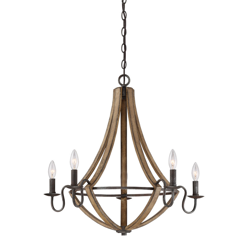 Quoizel SHR5005RK Five Light Chandelier, Rustic Black