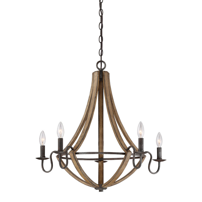 Quoizel SHR5005RK Five Light Chandelier, Rustic Black