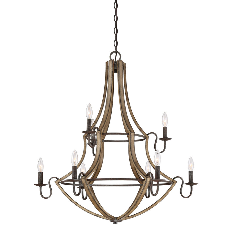 Quoizel SHR5009RK Nine Light Chandelier, Rustic Black