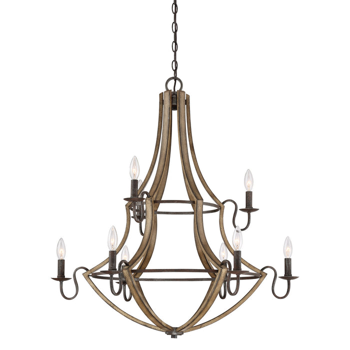 Quoizel SHR5009RK Nine Light Chandelier, Rustic Black
