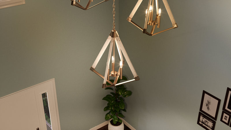 Quoizel VP5203WS Three Light Foyer Pendant, Weathered Brass