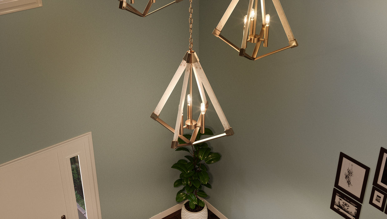 Quoizel VP5203WS Three Light Foyer Pendant, Weathered Brass