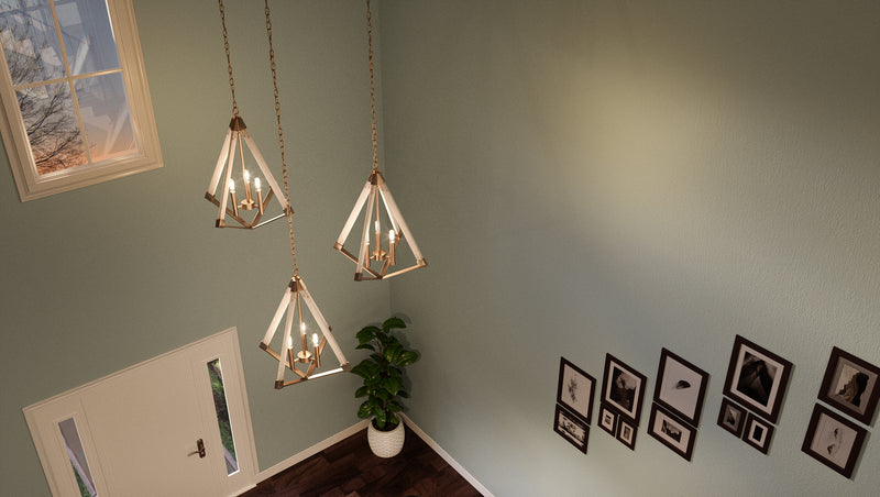 Quoizel VP5203WS Three Light Foyer Pendant, Weathered Brass