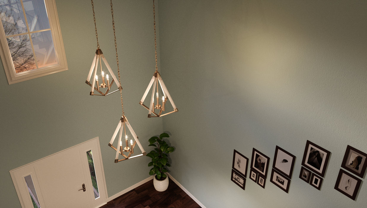 Quoizel VP5203WS Three Light Foyer Pendant, Weathered Brass