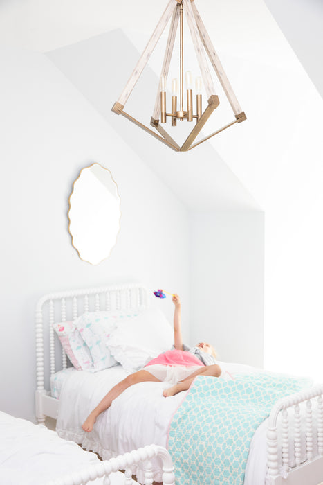 Quoizel VP5204WS Four Light Foyer Pendant, Weathered Brass