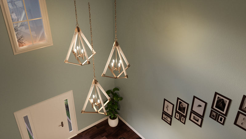 Quoizel VP5204WS Four Light Foyer Pendant, Weathered Brass