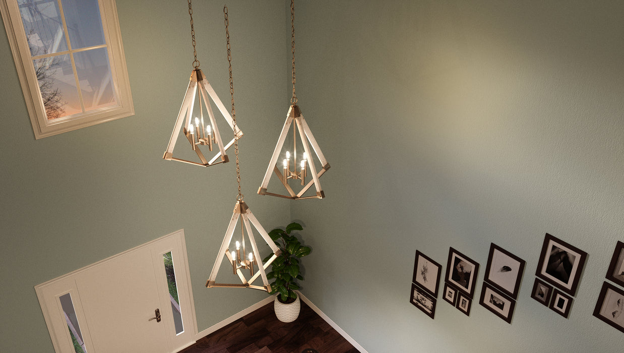 Quoizel VP5204WS Four Light Foyer Pendant, Weathered Brass