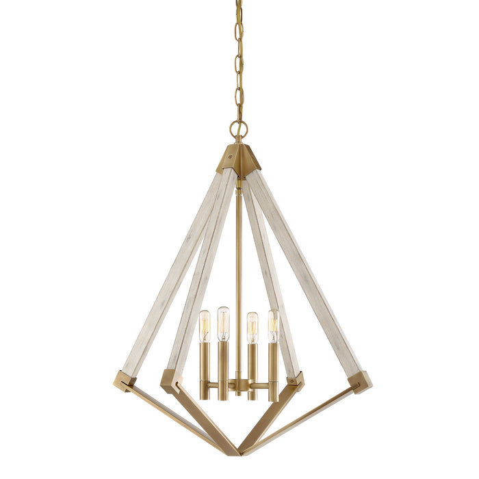 Quoizel VP5204WS Four Light Foyer Pendant, Weathered Brass