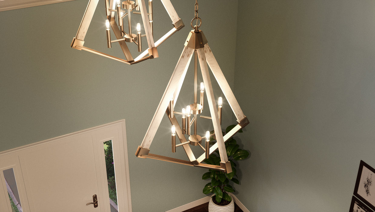 Quoizel VP5208WS Eight Light Foyer Pendant, Weathered Brass