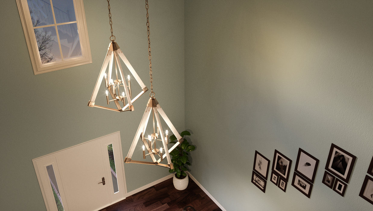 Quoizel VP5208WS Eight Light Foyer Pendant, Weathered Brass
