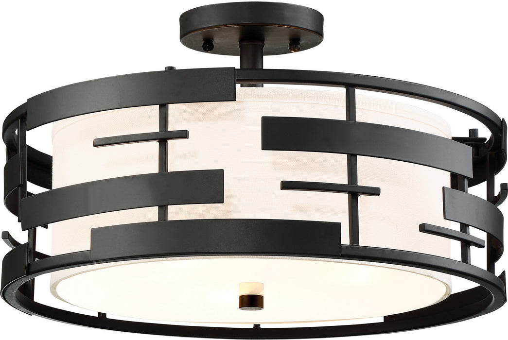 Nuvo Lighting 60-6436 Three Light Semi Flush Mount, Midnight Bronze