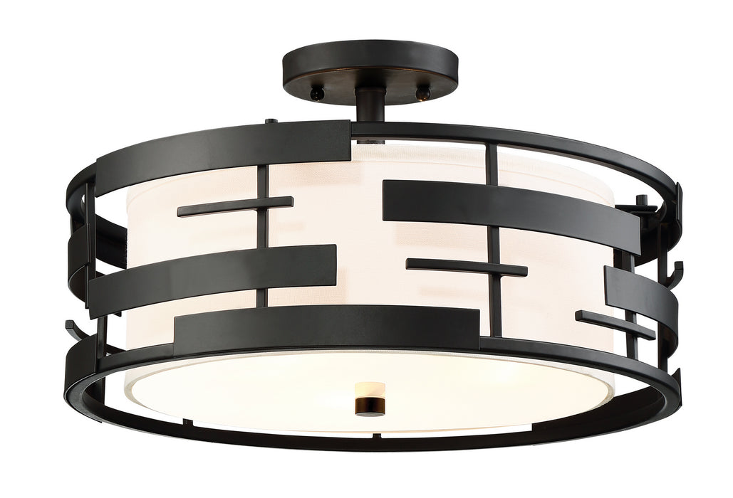 Nuvo Lighting 60-6436 Three Light Semi Flush Mount, Midnight Bronze