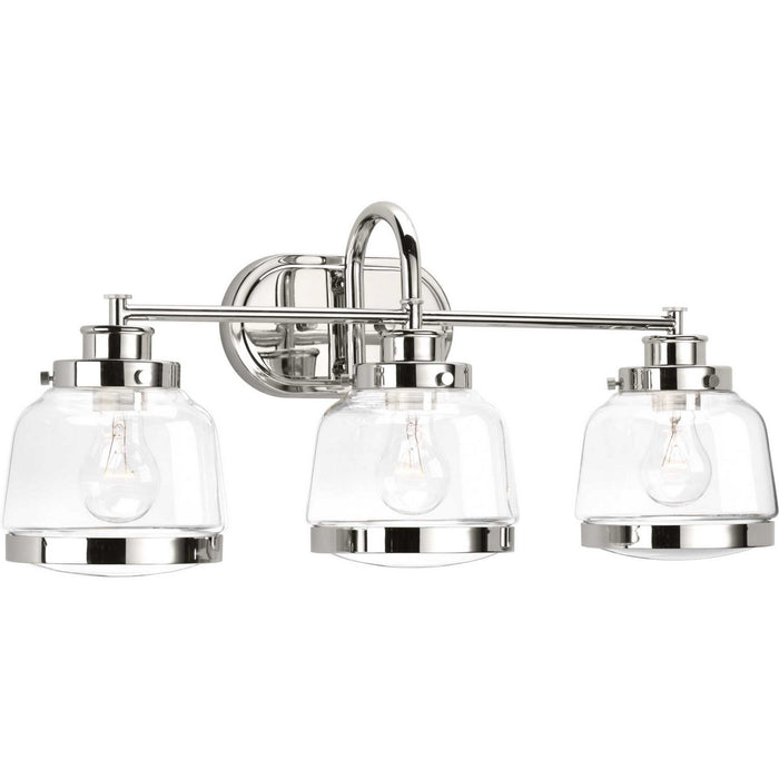 Progress Lighting P300082-104 Three Light Bath, Polished Nickel