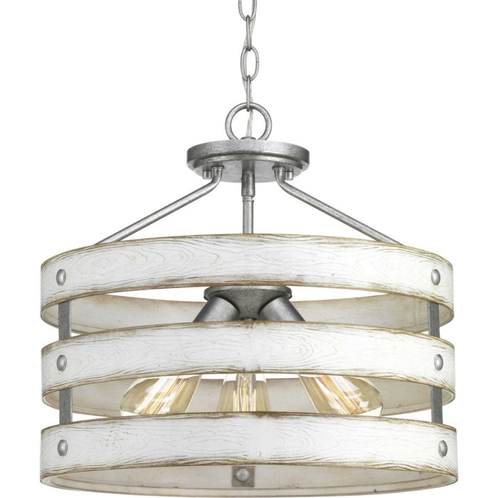 Progress Lighting P350049-141 Three Light Semi-Flush Convertible, Galvanized Finish