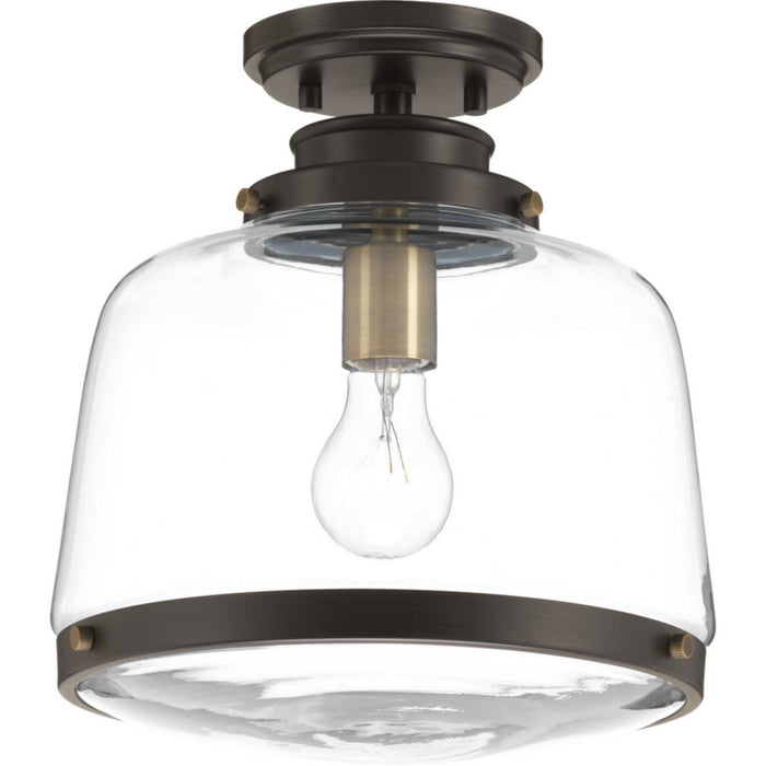 Progress Lighting P350074-020 One Light Flush Mount, Antique Bronze