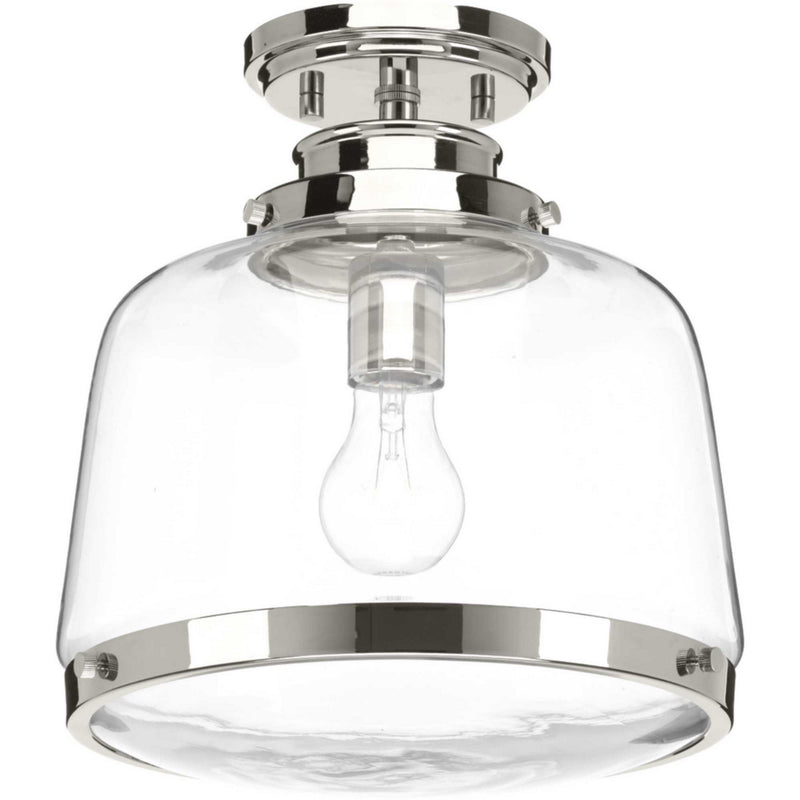 Progress Lighting P350074-104 One Light Flush Mount, Polished Nickel