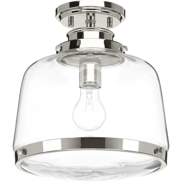 Progress Lighting P350074-104 One Light Flush Mount, Polished Nickel