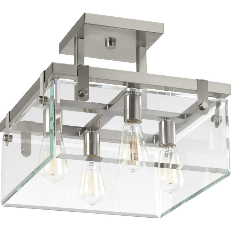 Progress Lighting P350090-009 Four Light Semi-Flush/Convertible, Brushed Nickel