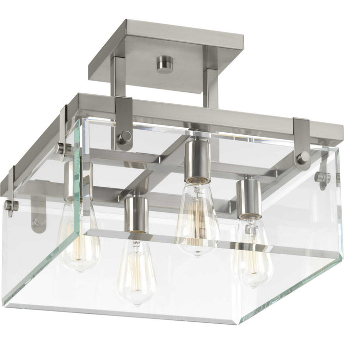 Progress Lighting P350090-009 Four Light Semi-Flush/Convertible, Brushed Nickel
