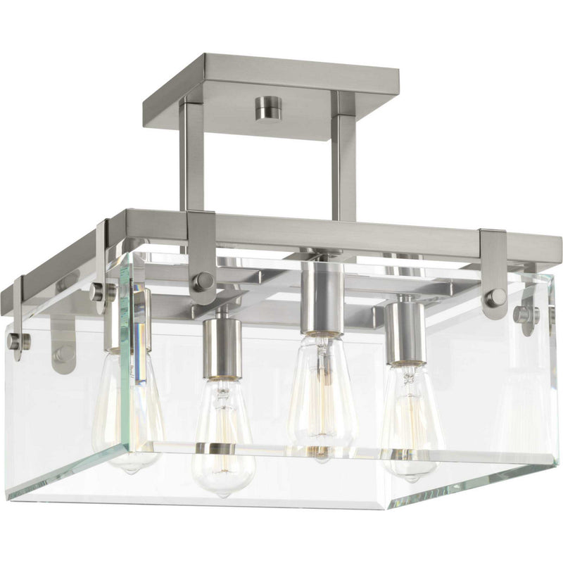 Progress Lighting P350090-009 Four Light Semi-Flush/Convertible, Brushed Nickel
