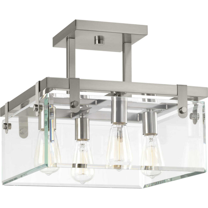 Progress Lighting P350090-009 Four Light Semi-Flush/Convertible, Brushed Nickel