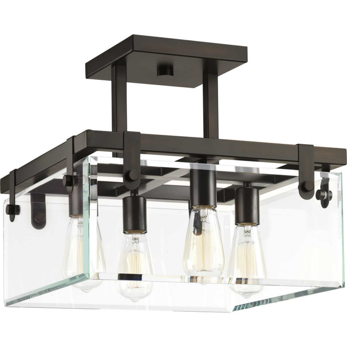 Progress Lighting P350090-020 Four Light Semi-Flush/Convertible, Antique Bronze