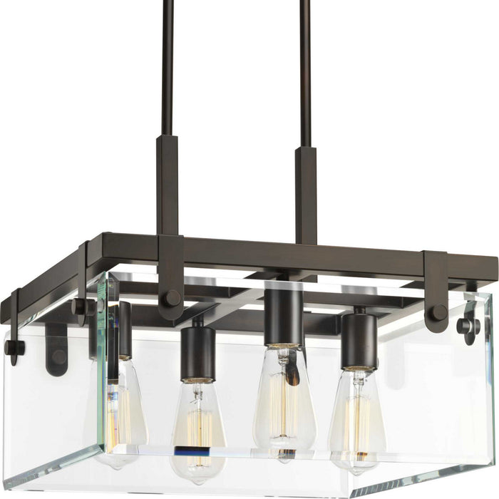 Progress Lighting P350090-020 Four Light Semi-Flush/Convertible, Antique Bronze
