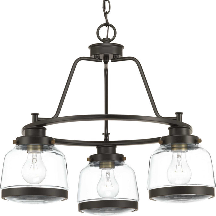 Progress Lighting P400057-020 Three Light Chandelier, Antique Bronze