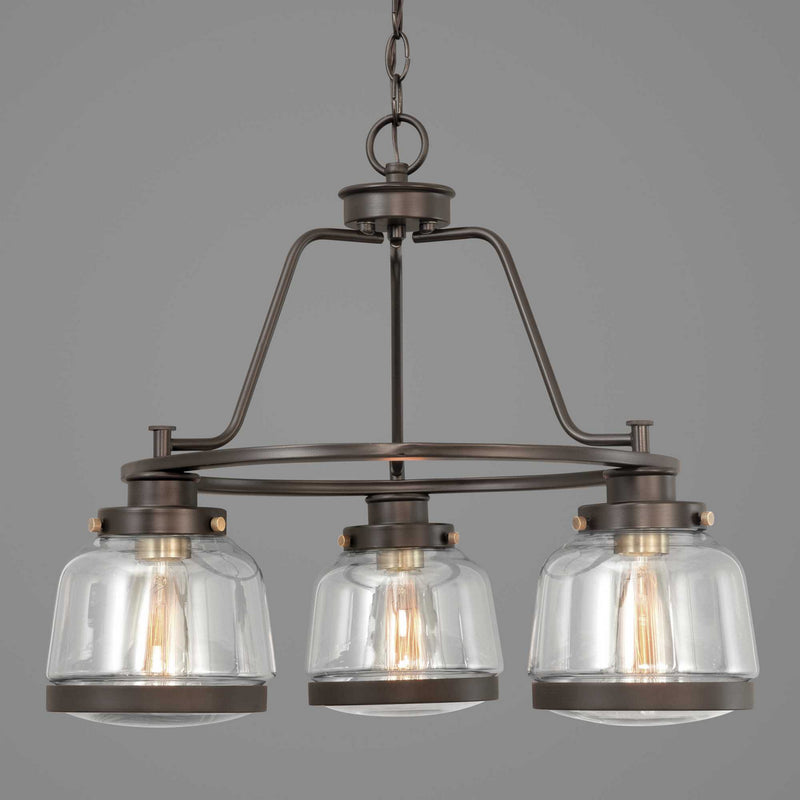 Progress Lighting P400057-020 Three Light Chandelier, Antique Bronze