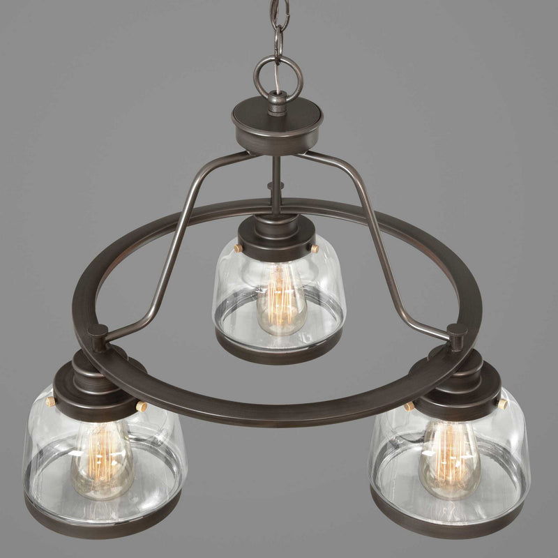 Progress Lighting P400057-020 Three Light Chandelier, Antique Bronze