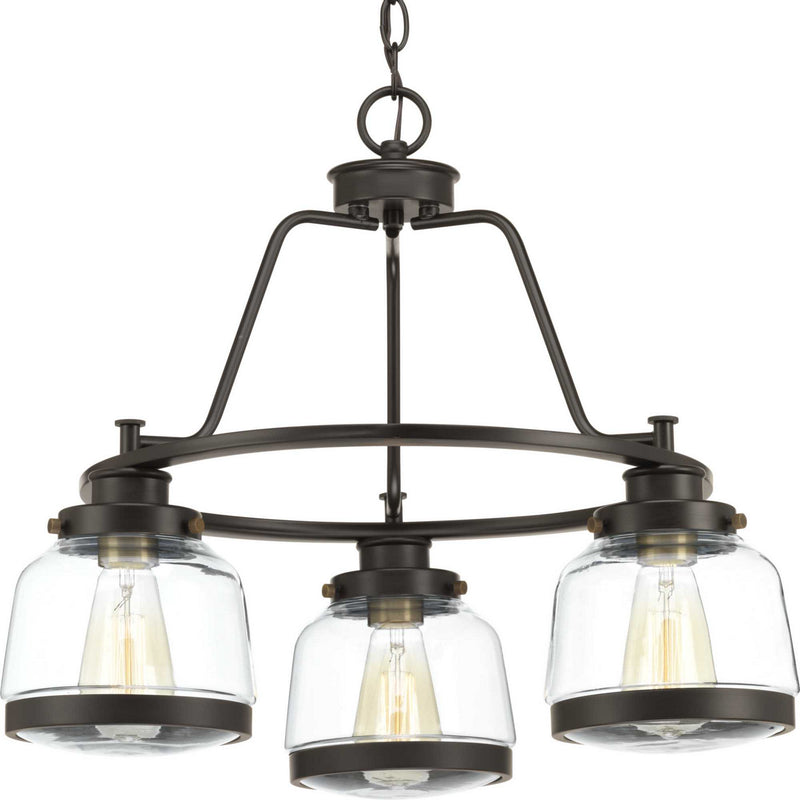 Progress Lighting P400057-020 Three Light Chandelier, Antique Bronze
