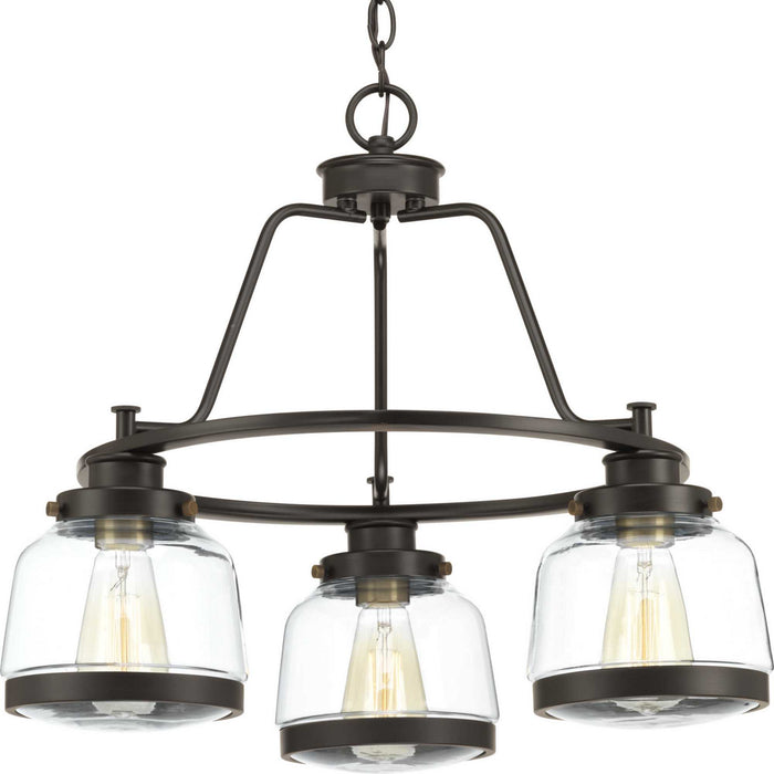 Progress Lighting P400057-020 Three Light Chandelier, Antique Bronze