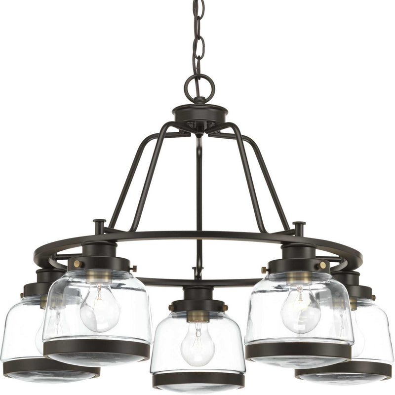 Progress Lighting P400058-020 Five Light Chandelier, Antique Bronze