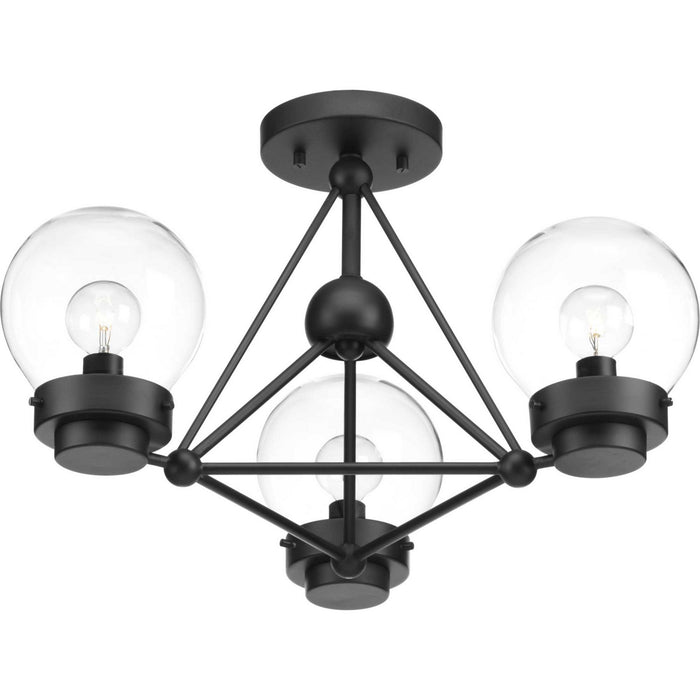 Progress Lighting P400077-031 Three Light Semi-Flush Convertible, Black