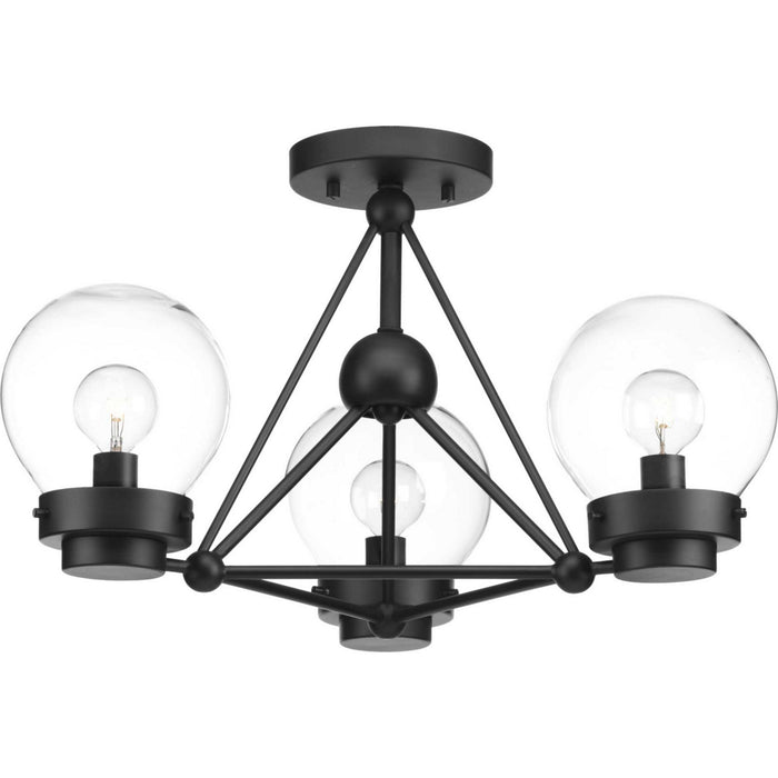 Progress Lighting P400077-031 Three Light Semi-Flush Convertible, Black